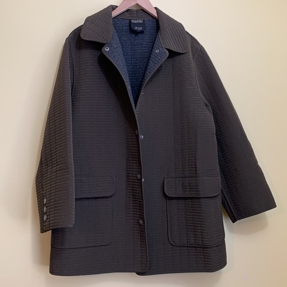 Hilary Radley Jackets & Blazers - Hilary Radley || Brown Quilted Snap Collar Boxy Pocket Coat Jacket Small
